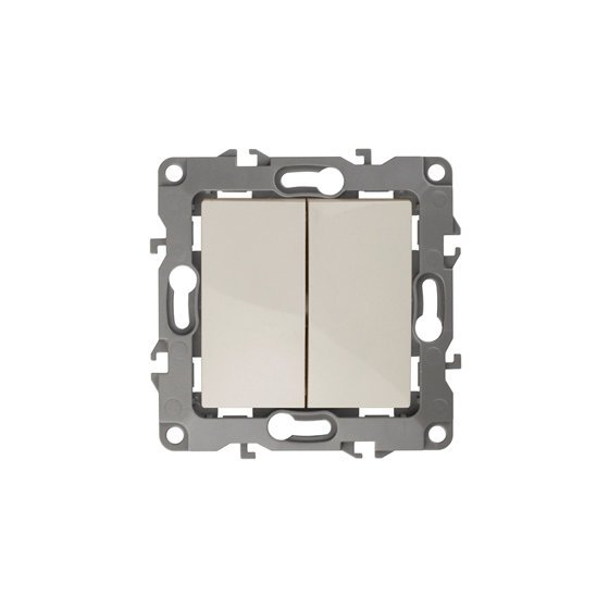 Фотография товара 'Эра Переключатель двойной, 10АХ-250В, Эра12, слоновая кость Б0014664'