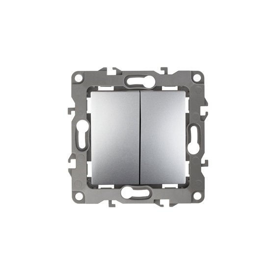 Фотография товара 'Эра Переключатель двойной, 10АХ-250В, Эра12, алюминий Б0014665'