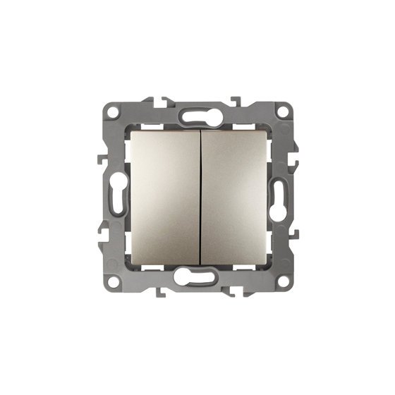 Фотография товара 'Эра Переключатель двойной, 10АХ-250В, Эра12, шампань Б0014666'