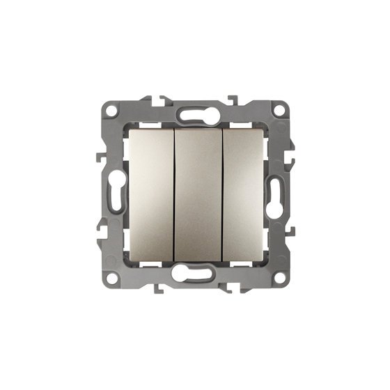 Фотография товара 'Эра Выключатель тройной, 10АХ-250В, Эра12, шампань Б0014672'