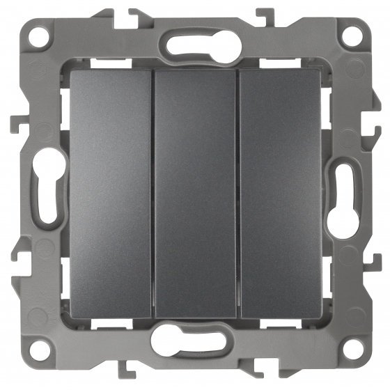 Фотография товара 'Эра Выключатель тройной, 10АХ-250В, Эра12, графит Б0019299'