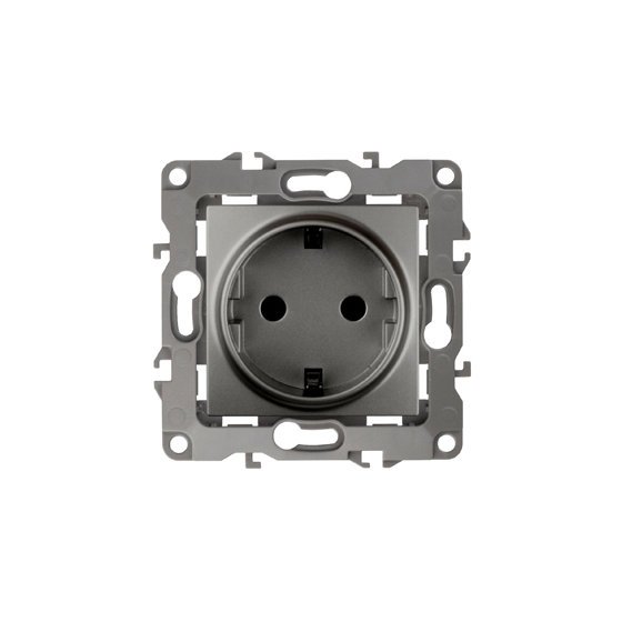 Фотография товара 'Эра Розетка 2P+E Schuko, 16АХ-250В, без м.лапок, Эра12, графит Б0019307'