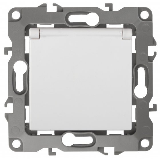 Фотография товара 'Эра Розетка 2P+E Schuko со шторками с крышкой, 16А-250В, б.л., Эра12, белый Б0038806'