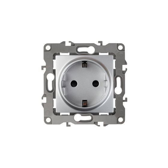 Фотография товара 'Эра Розетка 2P+E Schuko, 16АХ-250В, Эра12, алюминий Б0014677'