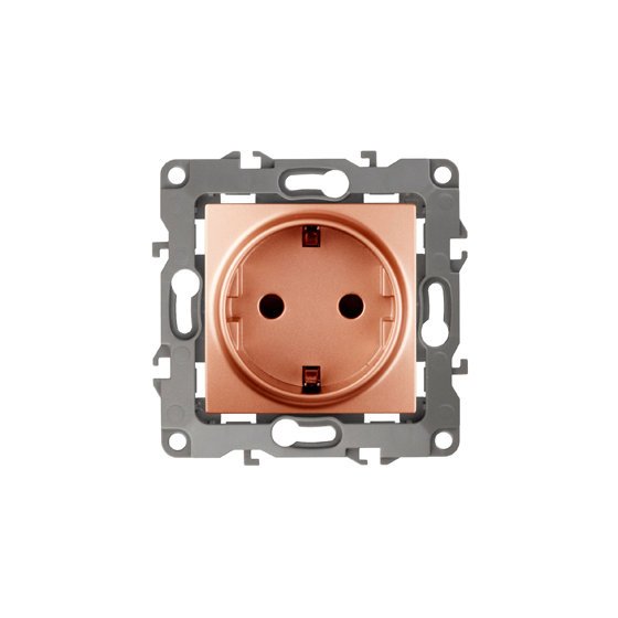 Фотография товара 'Эра Розетка 2P+E Schuko со шторками, 16АХ-250В, Эра12, медь Б0019325'