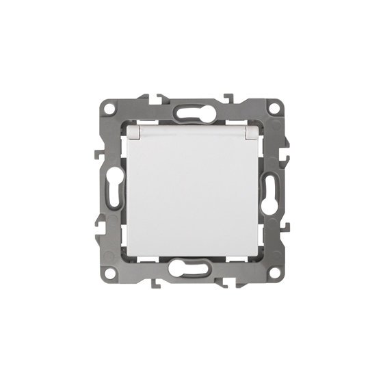 Фотография товара 'Эра Розетка 2P+E Schuko со шторками с крышкой, 16АХ-250В, Эра12, белый Б0014693'