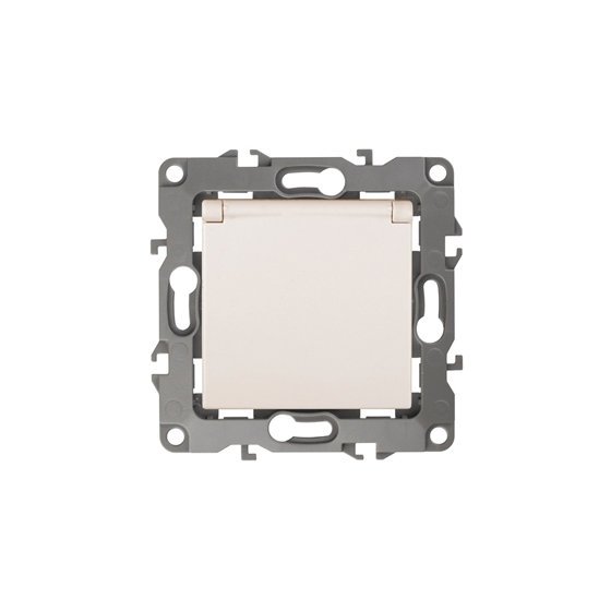 Фотография товара 'Эра Розетка 2P+E Schuko со шторками с крышкой, 16АХ-250В, Эра12, слоновая кость Б0014694'