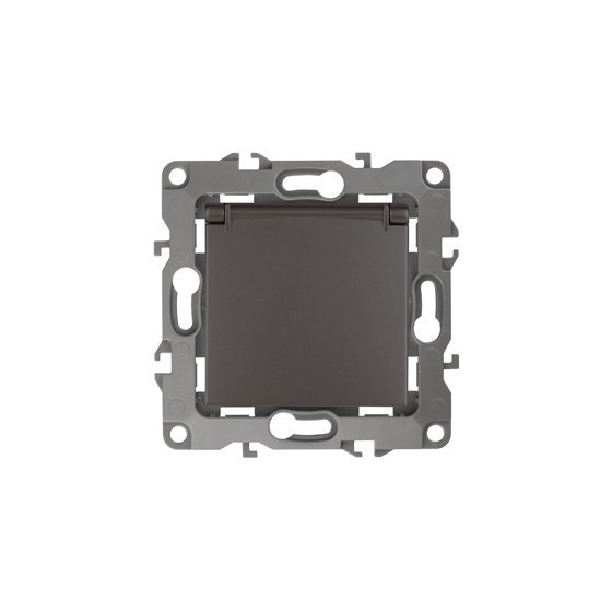 Фотография товара 'Эра Розетка 2P+E Schuko со шторками с крышкой, 16АХ-250В, Эра12, бронза Б0019328'