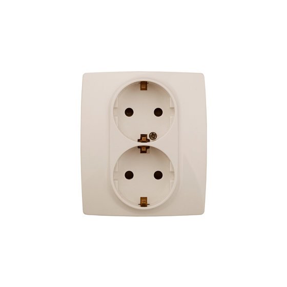 Фотография товара 'Эра Розетка 2X2P+E Schuko со шторками, 16АХ-250В, Эра12, слоновая кость Б0014700'