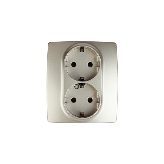Фотография товара 'Эра Розетка 2X2P+E Schuko со шторками, 16АХ-250В, Эра12, шампань Б0014702'