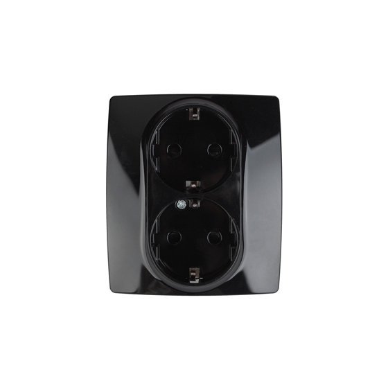 Фотография товара 'Эра Розетка 2X2P+E Schuko со шторками, 16АХ-250В, Эра12, чёрный Б0014704'