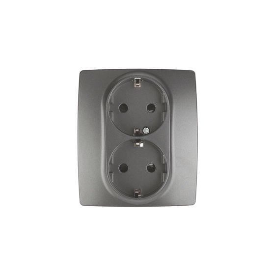 Фотография товара 'Эра Розетка 2X2P+E Schuko со шторками, 16АХ-250В, Эра12, графит Б0019331'