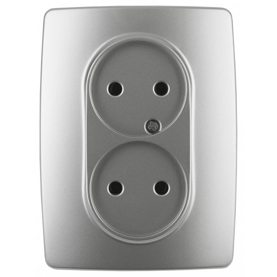 Фотография товара 'Эра Розетка 2X2P, 16АХ-250В, Эра12, алюминий Б0031240'