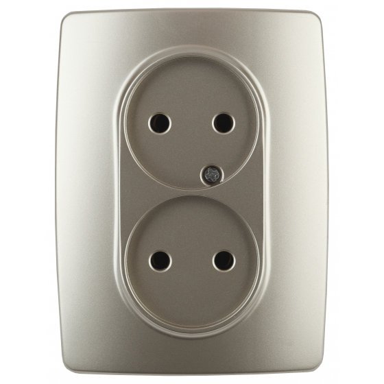 Фотография товара 'Эра Розетка 2X2P, 16АХ-250В, Эра12, шампань Б0031241'