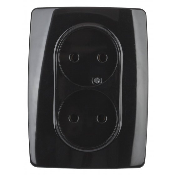 Фотография товара 'Эра Розетка 2X2P, 16АХ-250В, Эра12, чёрный Б0031243'