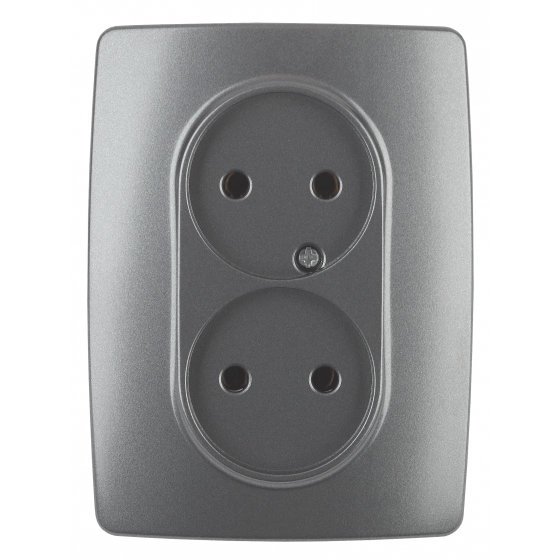 Фотография товара 'Эра Розетка 2X2P, 16АХ-250В, Эра12, графит Б0031244'