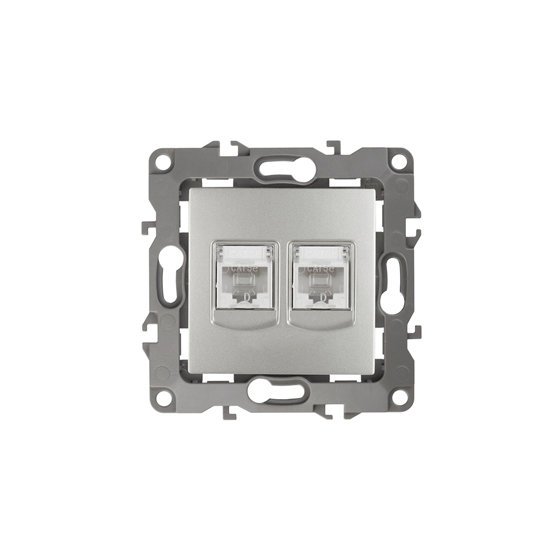 Фотография товара 'Эра Розетка информационная двойная 2XRJ45, Эра12, алюминий Б0014731'