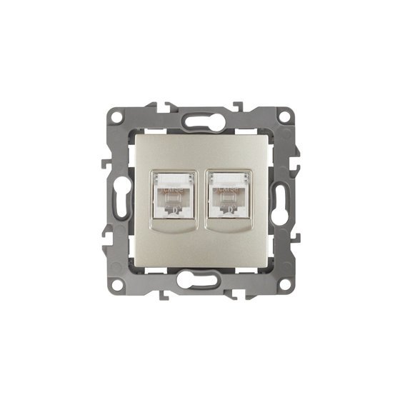 Фотография товара 'Эра Розетка информационная двойная 2XRJ45, Эра12, шампань Б0014732'