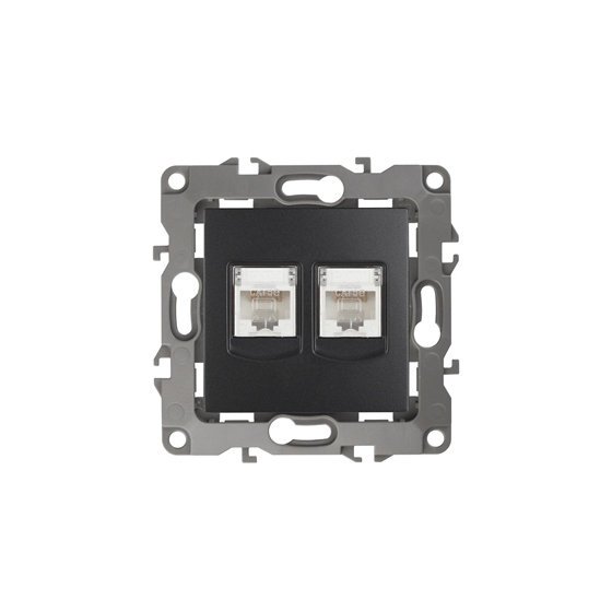 Фотография товара 'Эра Розетка информационная двойная 2XRJ45, Эра12, антрацит Б0014733'