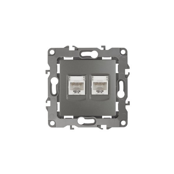 Фотография товара 'Эра Розетка информационная двойная 2XRJ45, Эра12, графит Б0019354'