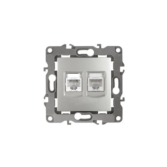 Фотография товара 'Эра Розетка комбинированная RJ45+RJ11, Эра12, алюминий Б0018250'