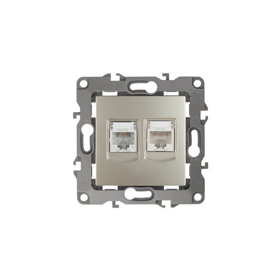 Фотография товара 'Эра Розетка комбинированная RJ45+RJ11, Эра12, шампань Б0018251'