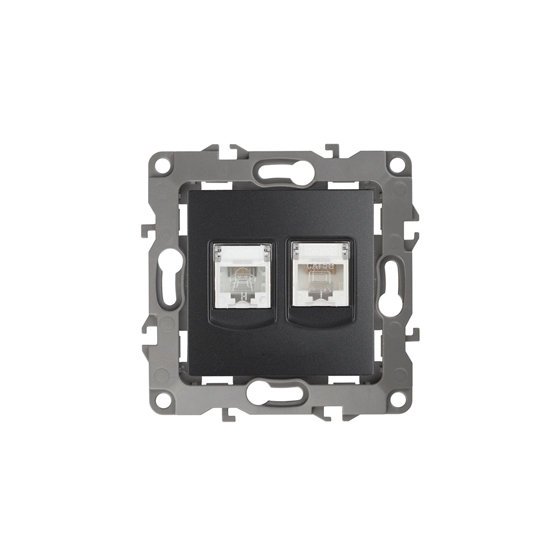 Фотография товара 'Эра Розетка комбинированная RJ45+RJ11, Эра12, антрацит Б0018252'