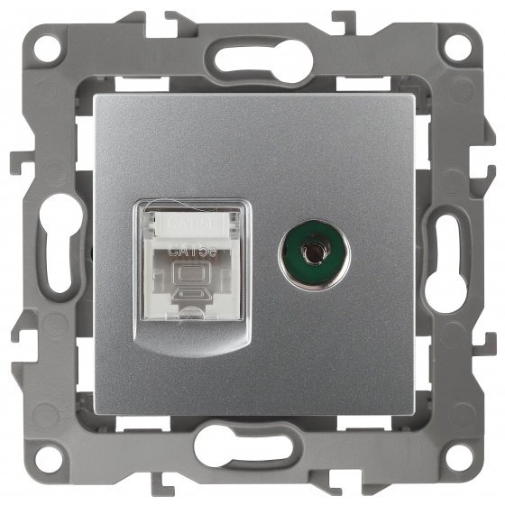 Фотография товара 'Эра Розетка комбинированная RJ45+TV, Эра12, алюминий Б0027443'