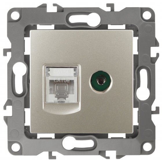 Фотография товара 'Эра Розетка комбинированная RJ45+TV, Эра12, шампань Б0027444'