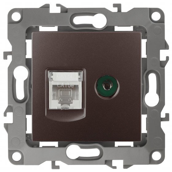 Фотография товара 'Эра Розетка комбинированная RJ45+TV, Эра12, бронза Б0027448'