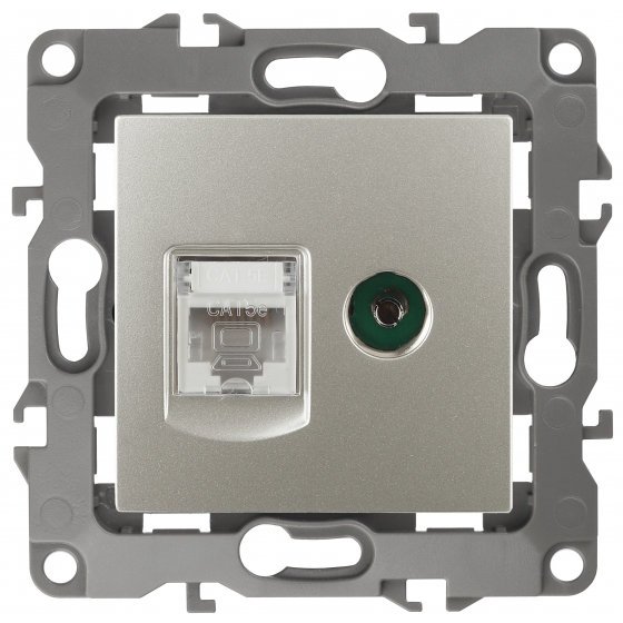 Фотография товара 'Эра Розетка комбинированная RJ45+TV, Эра12, перламутр Б0027450'