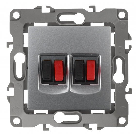 Фотография товара 'Эра Розетка аудио двойная, Эра12, алюминий Б0027463'