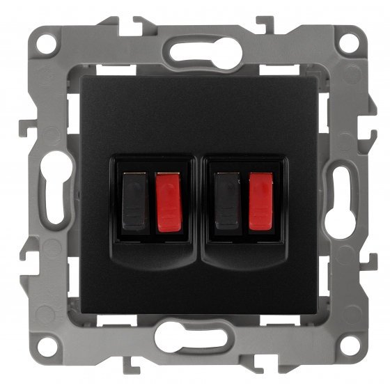 Фотография товара 'Эра Розетка аудио двойная, Эра12, антрацит Б0027465'