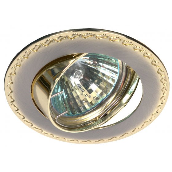 Фотография товара 'Эра Светильник KL23 А SN/G литой поворотный контур с рисунком MR16,12V/220V, 50W сатин никель/золото C0043715'