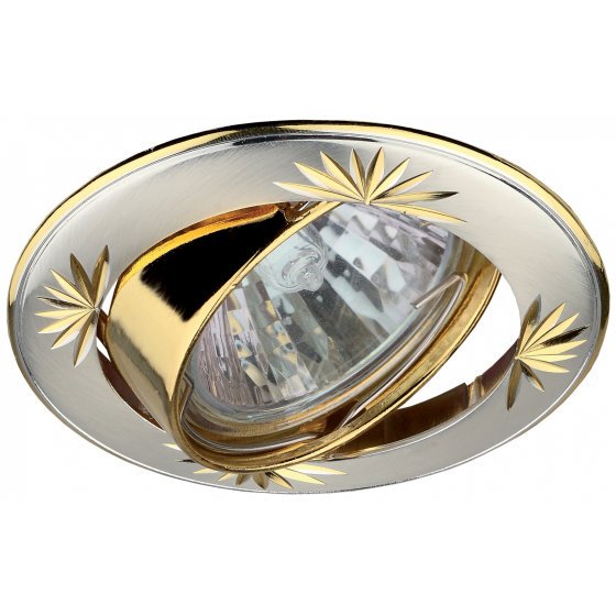 Фотография товара 'Эра Светильник KL3A SS/G литой круглый поворотный с гравировкой MR16,12V/220V, 50W сатин серебро/золото C0043663'