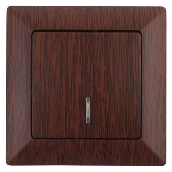 Фотография товара 'Эра Выключатель Intro Solo 4-102-10 одноклавишный с подсветкой, 10А-250В, IP20, СУ, венге Б0053570'