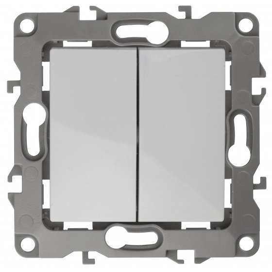 Фотография товара 'Эра Выключатель двойной, 10АХ-250В, б.л., Эра12, Al+Cu, белый Б0038585'