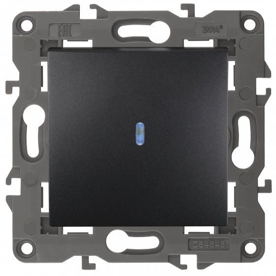 Фотография товара 'Эра Выключатель с подсветкой, 10АХ-250В, Эра Elegance, антрацит Б0034219'