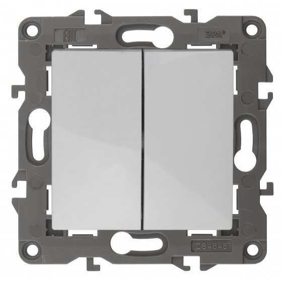 Фотография товара 'Эра Переключатель двойной, 10АХ-250В, Эра Elegance, белый Б0034243'