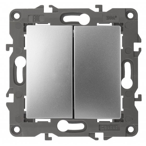 Фотография товара 'Эра Переключатель двойной, 10АХ-250В, Эра Elegance, алюминий Б0034245'