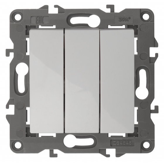 Фотография товара 'Эра Выключатель тройной, 10АХ-250В, Эра Elegance, белый Б0034249'