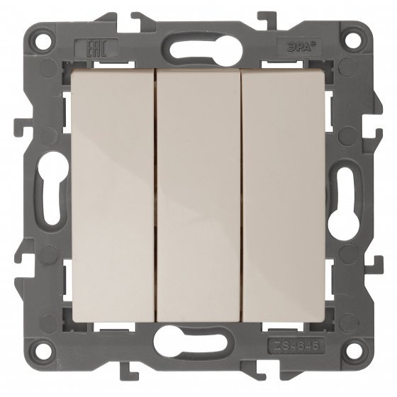 Фотография товара 'Эра Выключатель тройной, 10АХ-250В, Эра Elegance, сл.кость Б0034250'