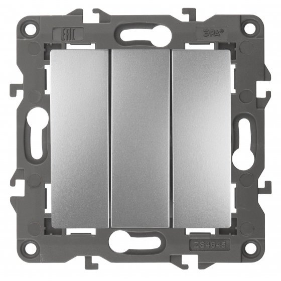 Фотография товара 'Эра Выключатель тройной, 10АХ-250В, Эра Elegance, алюминий Б0034252'