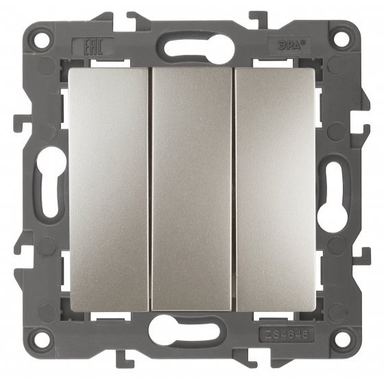 Фотография товара 'Эра Выключатель тройной, 10АХ-250В, Эра Elegance, шампань Б0034253'