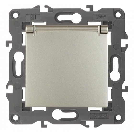 Фотография товара 'Эра Розетка 2P+E Schuko со шторками с крышкой, 16А-250В, Эра Elegance, шампань Б0034281'