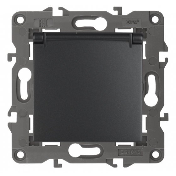 Фотография товара 'Эра Розетка 2P+E Schuko со шторками с крышкой, 16А-250В, Эра Elegance, антрацит Б0034282'