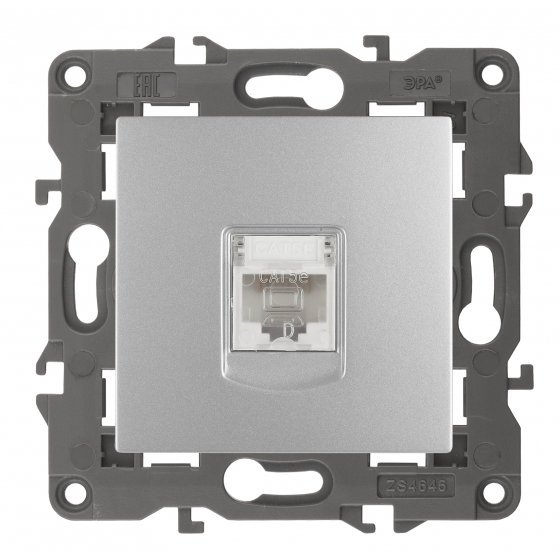 Фотография товара 'Эра Розетка 2P+E Schuko со шторками с крышкой, 16А-250В, Эра Elegance, антрацит Б0034304'