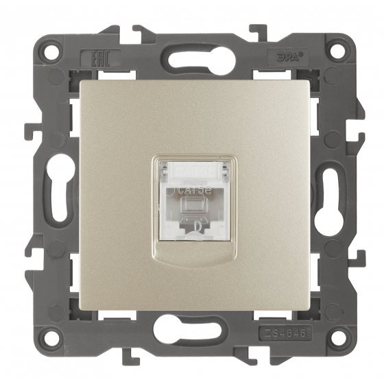 Фотография товара 'Эра Розетка 2P+E Schuko со шторками с крышкой, 16А-250В, Эра Elegance, алюминий Б0034305'