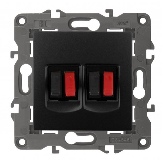 Фотография товара 'Эра Розетка аудио двойная, Эра Elegance, антрацит Б0034330'