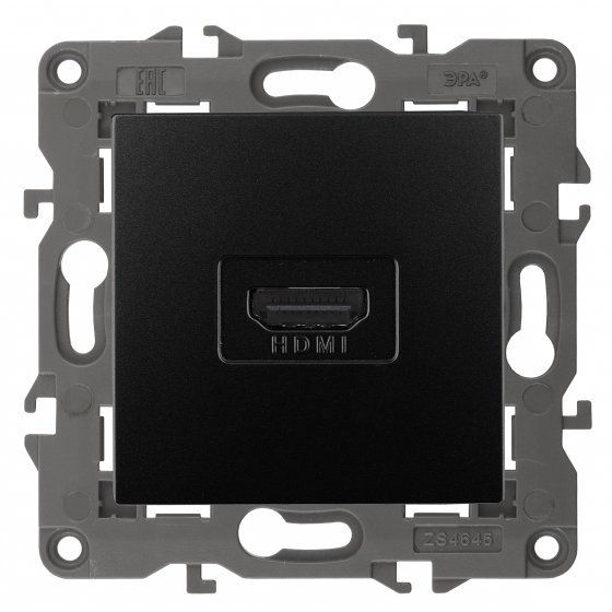 Фотография товара 'Эра Розетка HDMI, Эра Elegance, антрацит Б0034336'